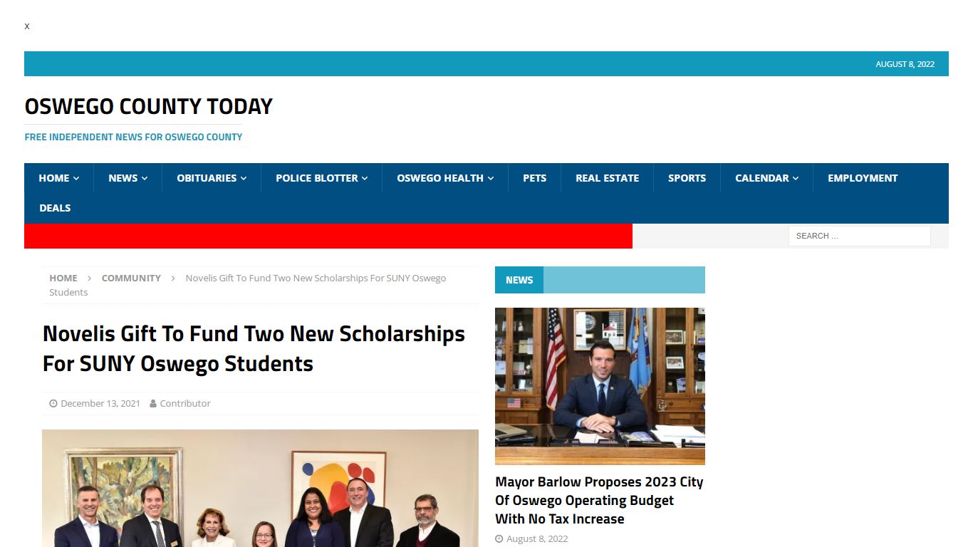Novelis Gift To Fund Two New Scholarships For SUNY Oswego ...